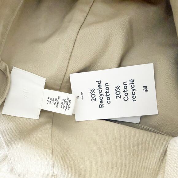 H&M | Khaki Tan Oversized Canvas Swing Chore Jacket Coat Zipper pocket | XL - Picture 6 of 9